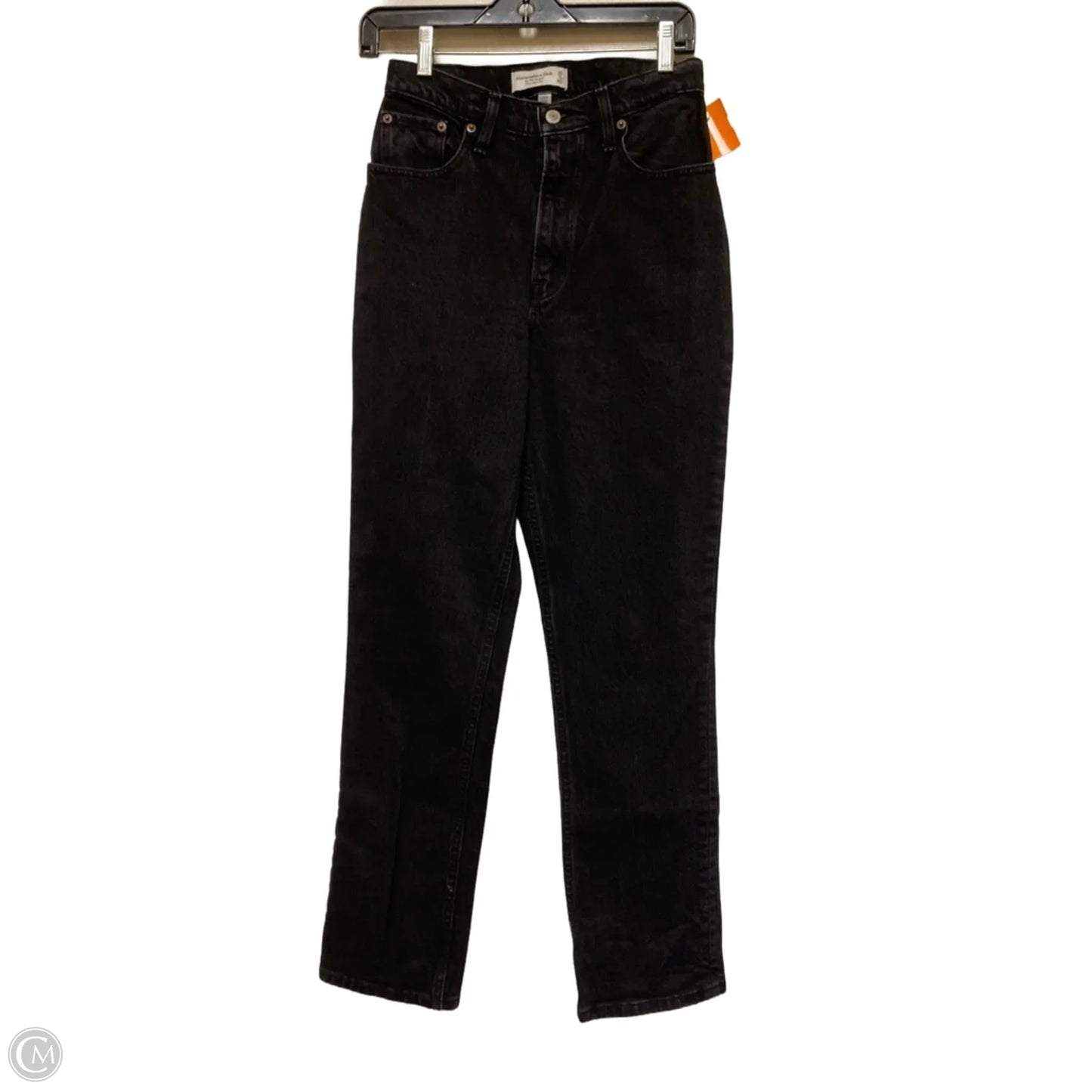 Jeans Straight By Abercrombie And Fitch In Black Denim, Size: 0
