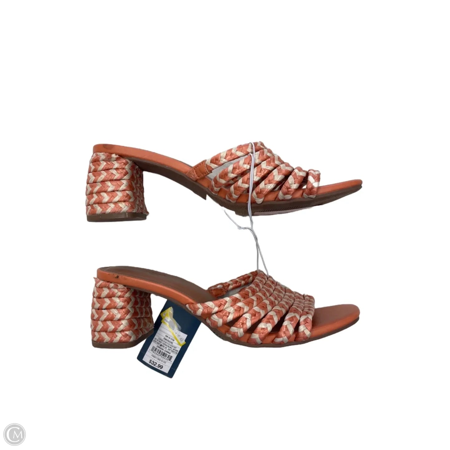 Sandals Heels Block By Universal Thread In Cream & Orange, Size: 6.5
