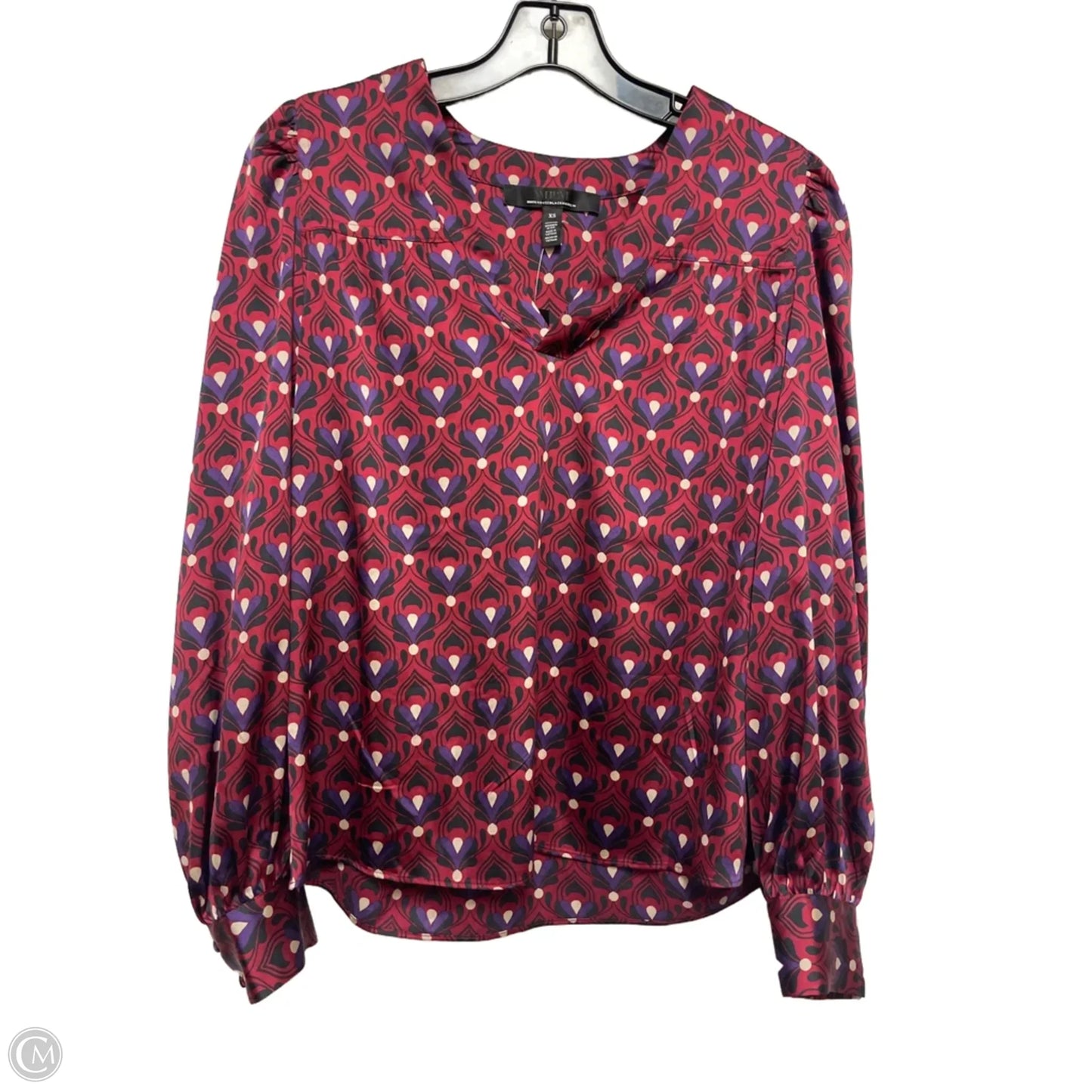 Top Long Sleeve By White House Black Market In Black & Red, Size: Xs
