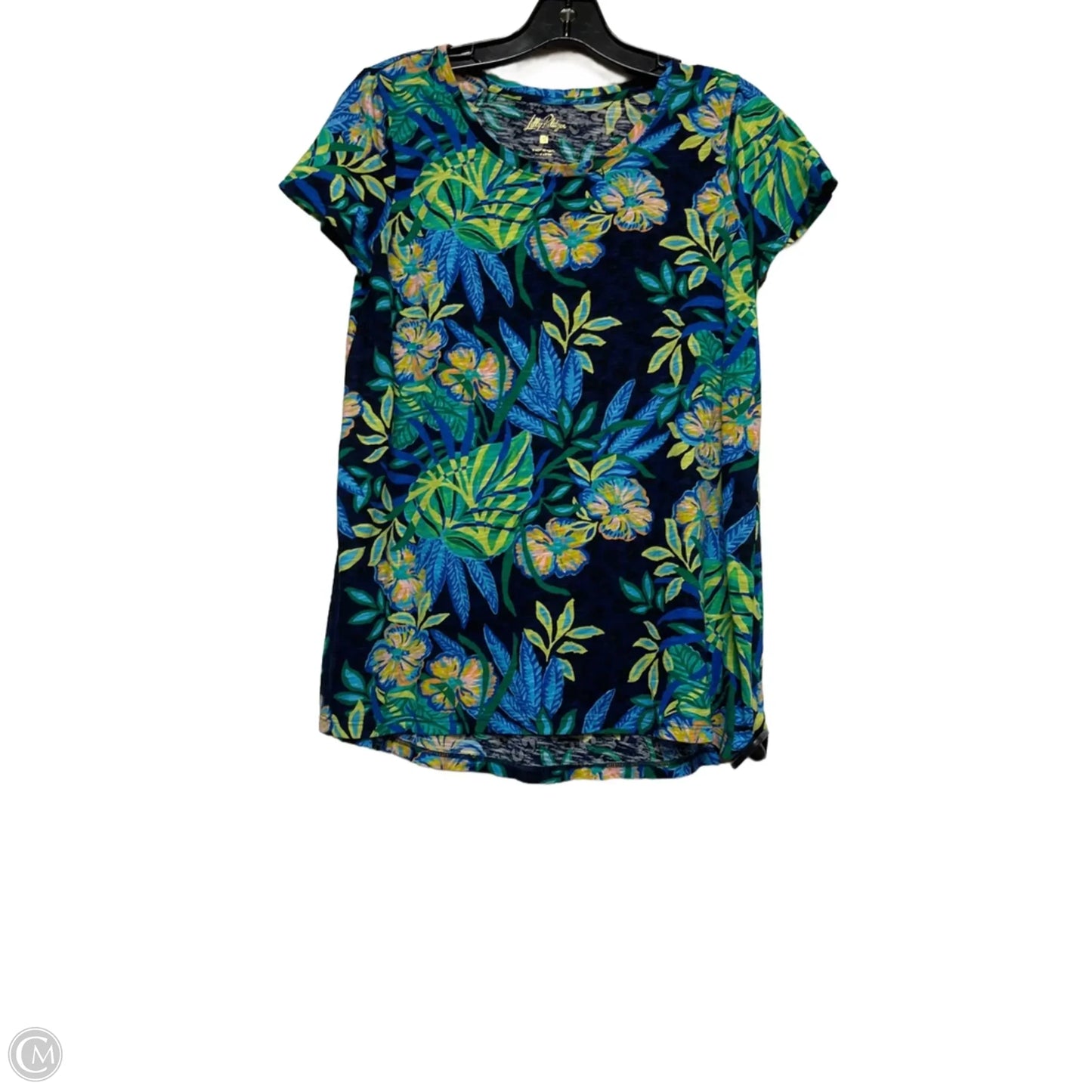 Top Short Sleeve Designer By Lilly Pulitzer In Tropical Print, Size: S
