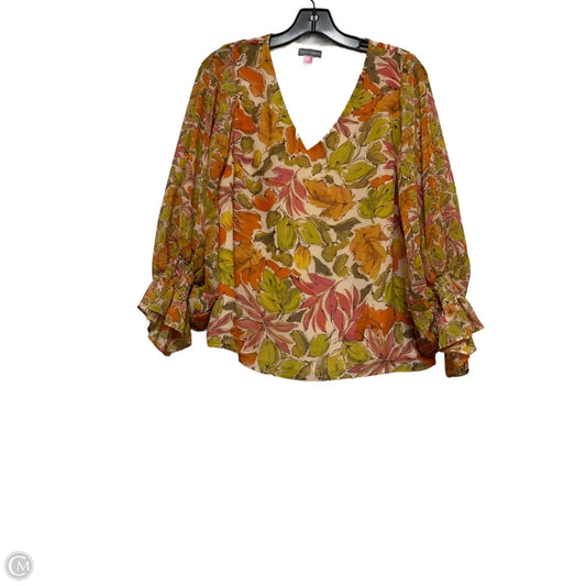 Top Long Sleeve By Vince Camuto In Floral Print, Size: Mp