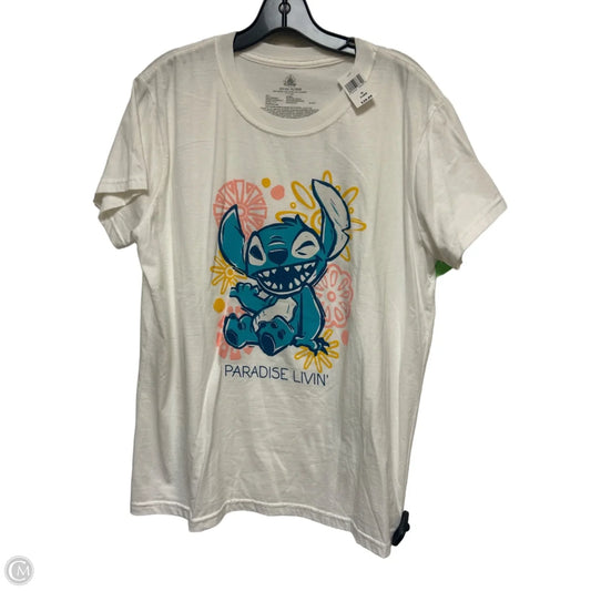 Top Short Sleeve Basic By Disney Store In Blue & Cream, Size: Xl