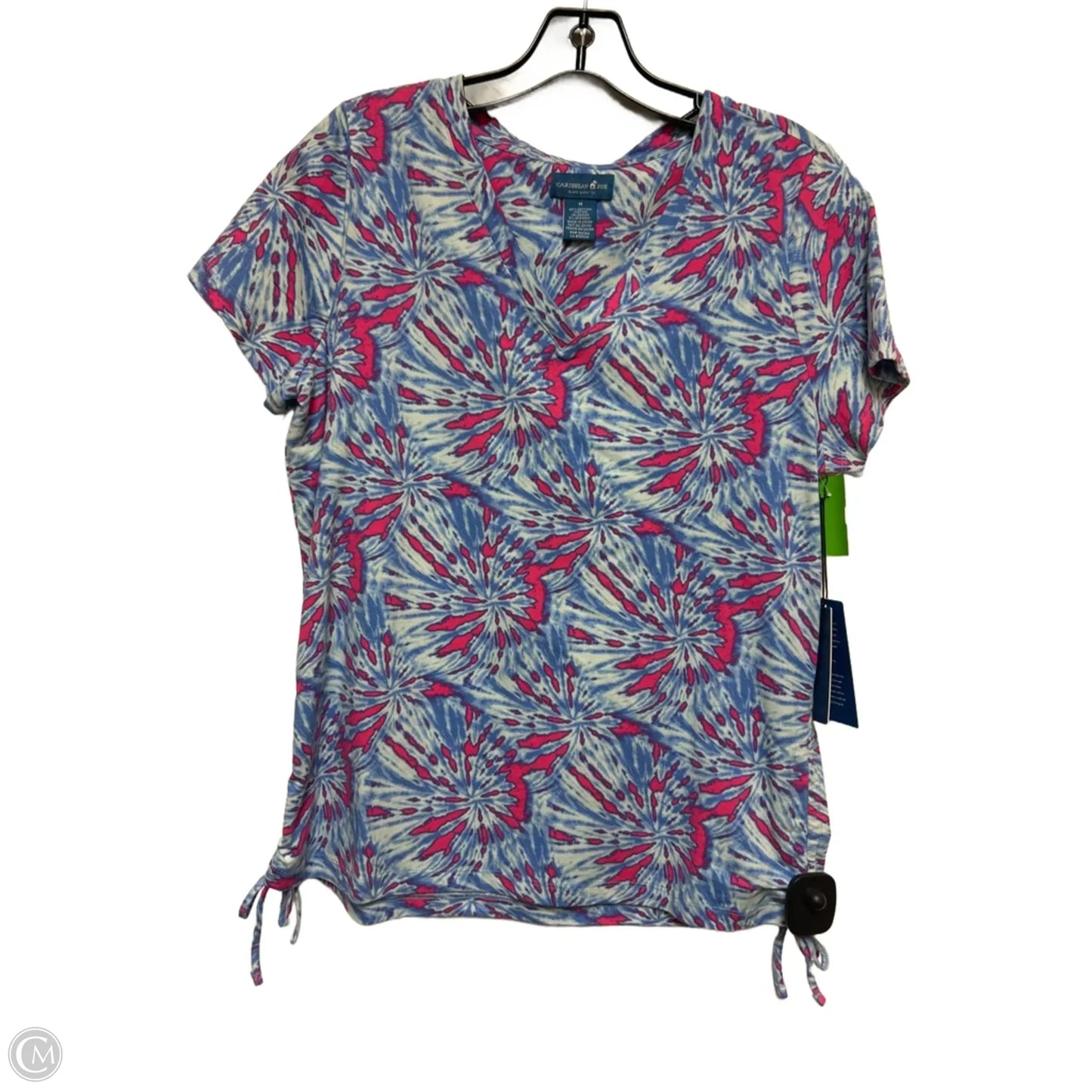Top Short Sleeve Basic By Caribbean Joe In Tie Dye Print, Size: M
