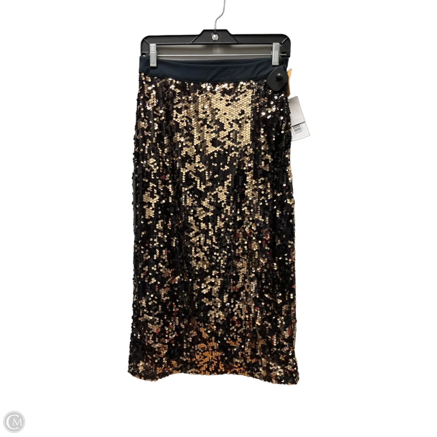 Skirt Midi By Just Fab In Black & Gold, Size: 4