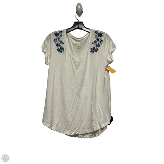 Top Short Sleeve By American Eagle In Blue & Cream, Size: S