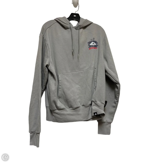 Athletic Sweatshirt Hoodie By Adidas In Grey, Size: M