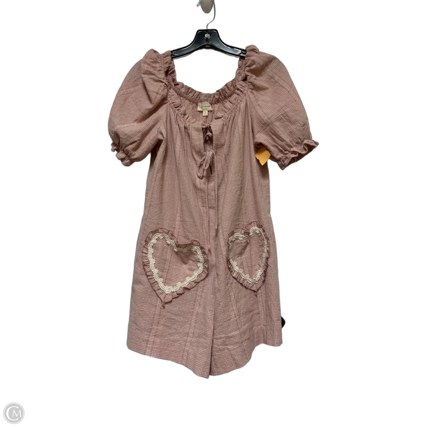Romper By Clothes Mentor In Cream & Pink, Size: S