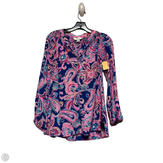 Top Long Sleeve Designer By Lilly Pulitzer In Blue & Pink, Size: Xs