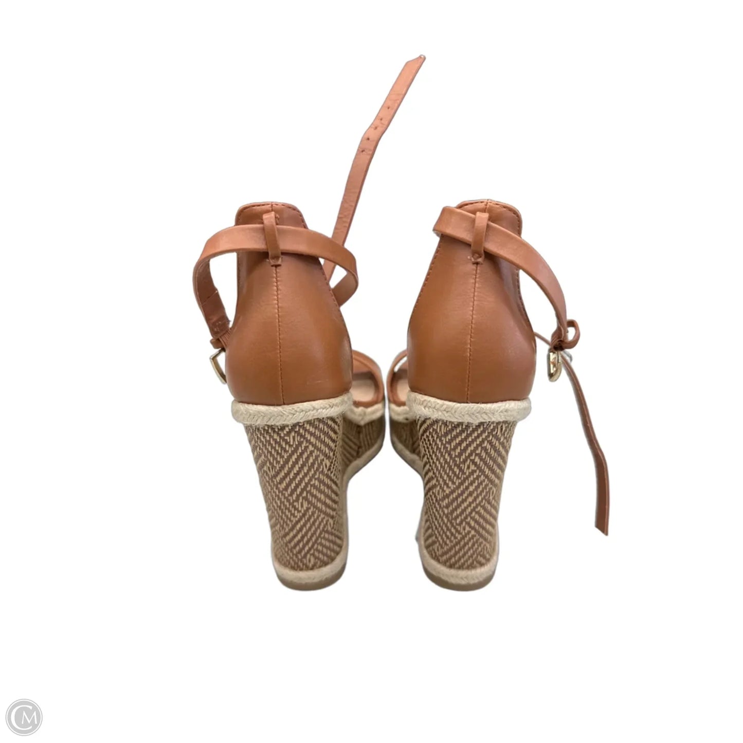Sandals Heels Wedge By Shoedazzle In Tan, Size: 8.5
