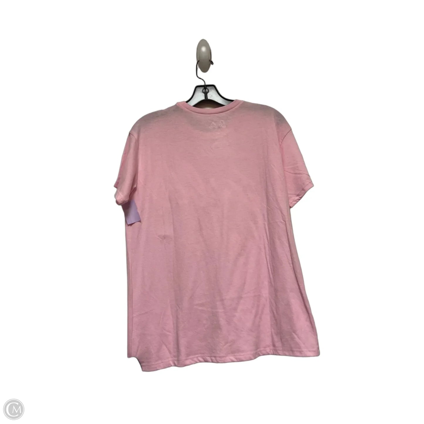 Top Short Sleeve Basic By Clothes Mentor In Pink & White, Size: M