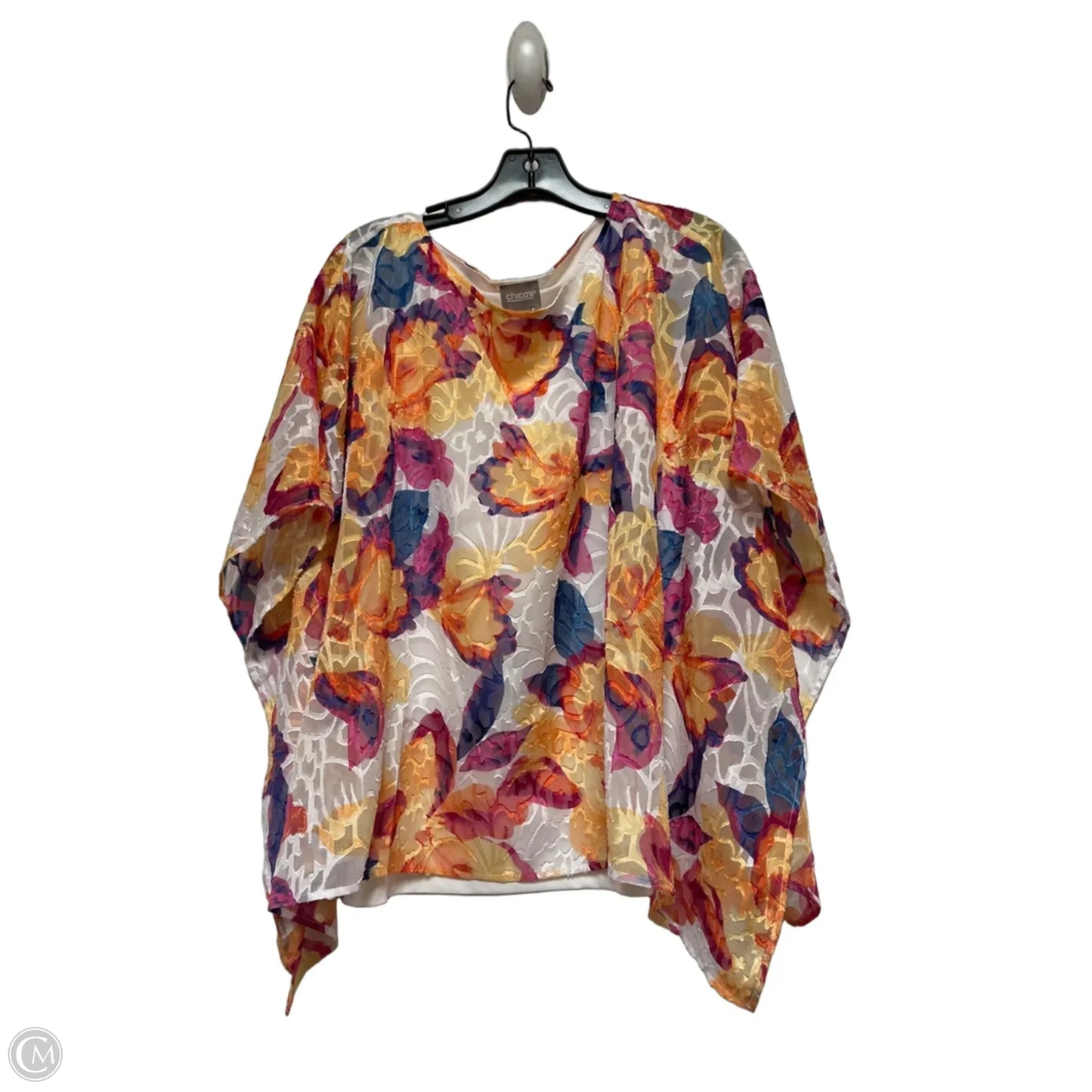 Top Short Sleeve By Chicos In Floral Print, Size: L