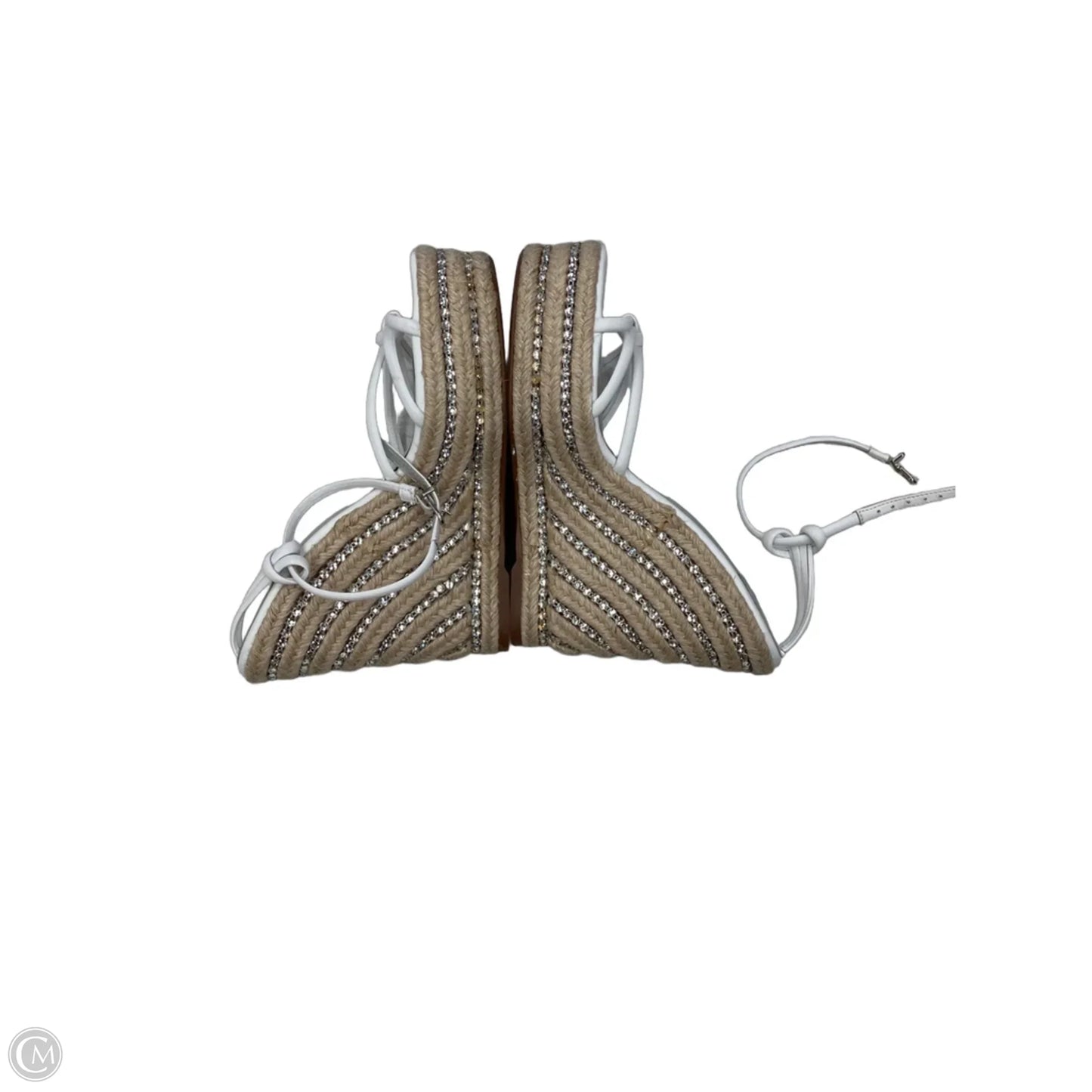 Sandals Heels Wedge By Clothes Mentor In Tan & White, Size: 8