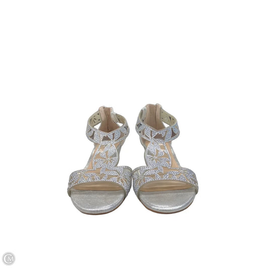 Sandals Heels Wedge By Alex Marie In Silver, Size: 8.5
