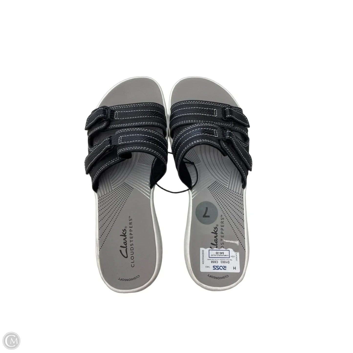 Sandals Flats By Clarks In Black & Grey, Size: 7