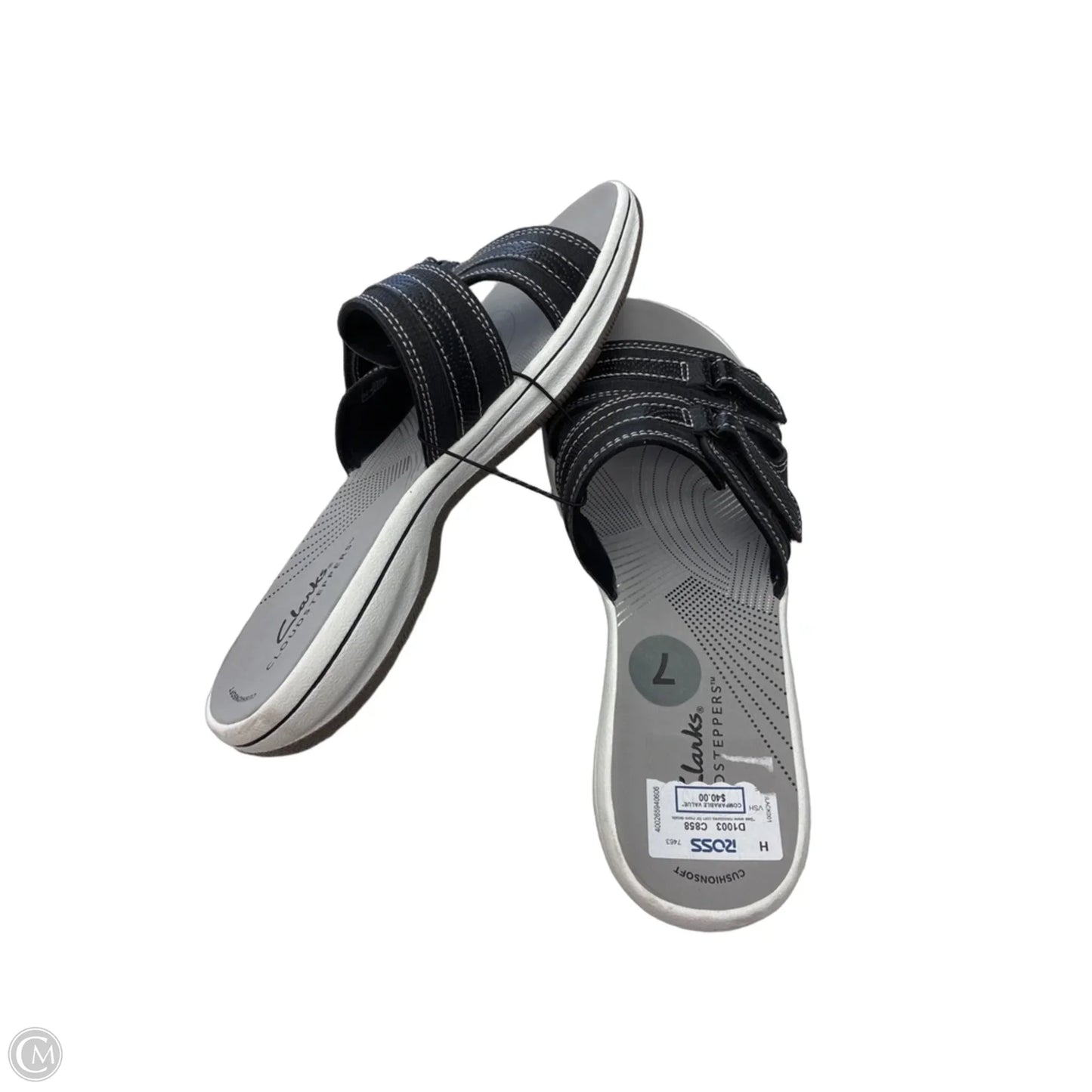 Sandals Flats By Clarks In Black & Grey, Size: 7