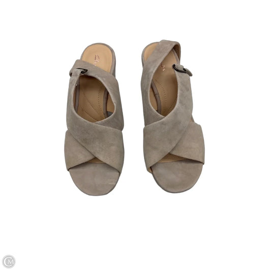 Sandals Heels Block By Clarks In Cream, Size: 7