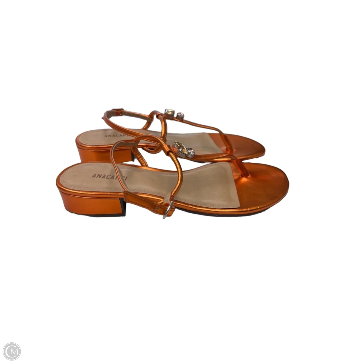 Sandals Heels Block By Clothes Mentor In Orange, Size: 6.5