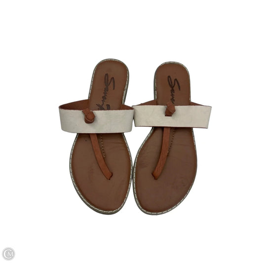 Sandals Flats By Seven 7 In Cream & Tan, Size: 9