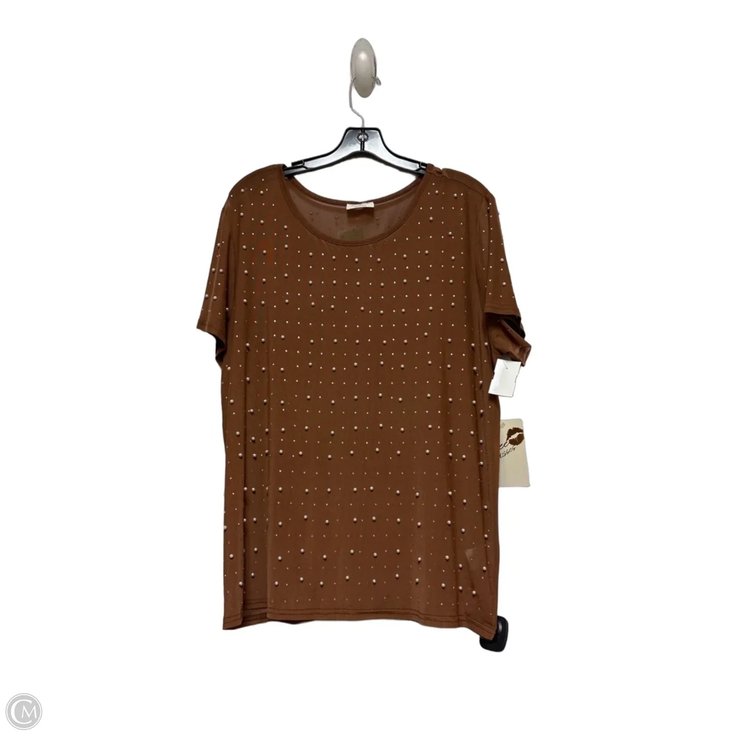 Top Short Sleeve By Free Kisses In Brown, Size: 2x