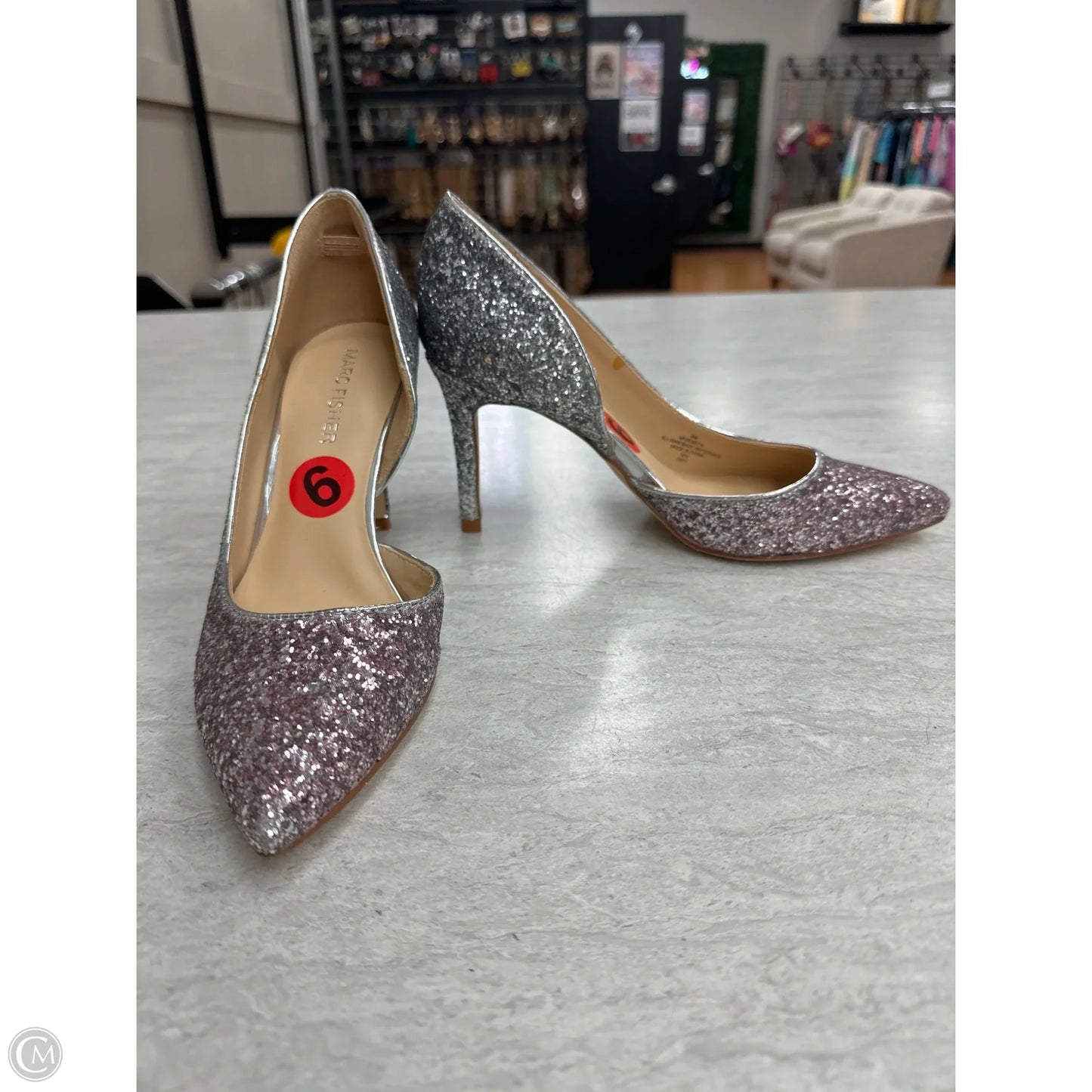 Shoes Heels Stiletto By Marc Fisher In Pink & Silver, Size: 6