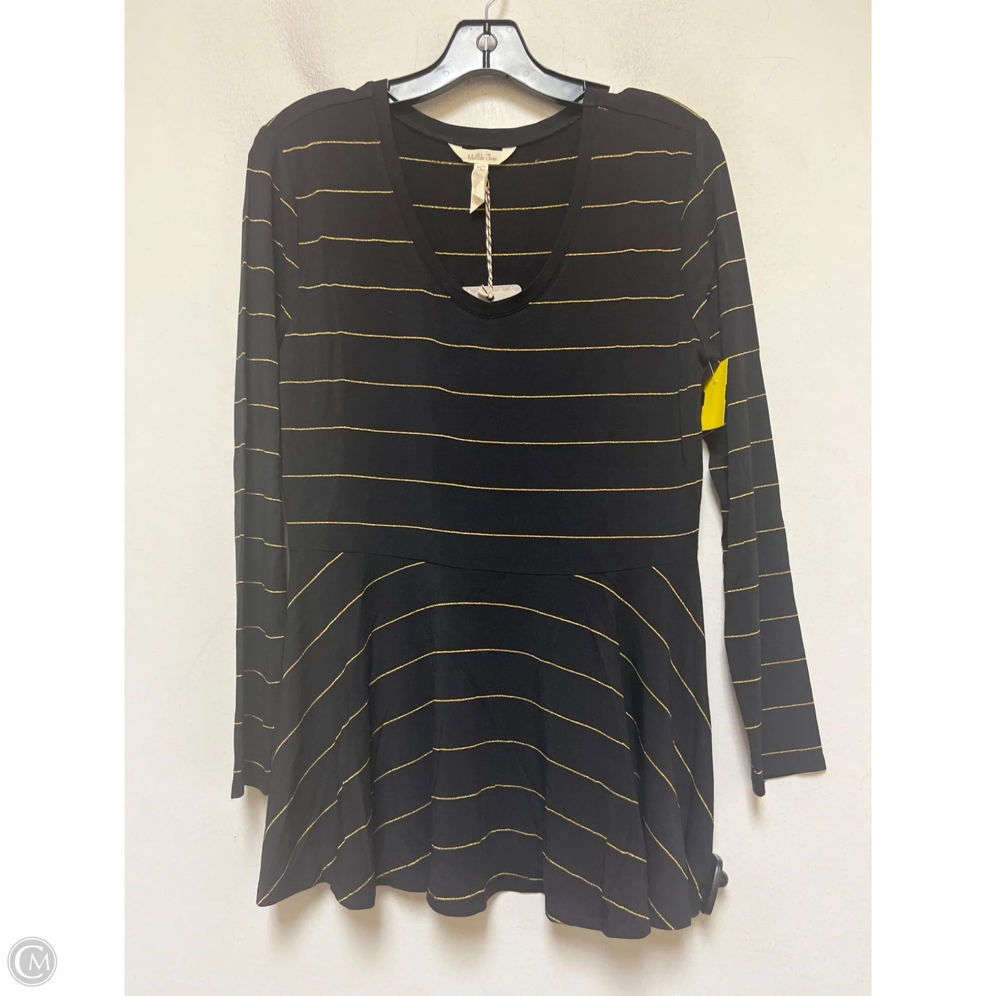 Top Long Sleeve By Matilda Jane In Black & Gold, Size: S