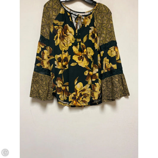 Top Long Sleeve By Cupio In Green & Yellow, Size: S