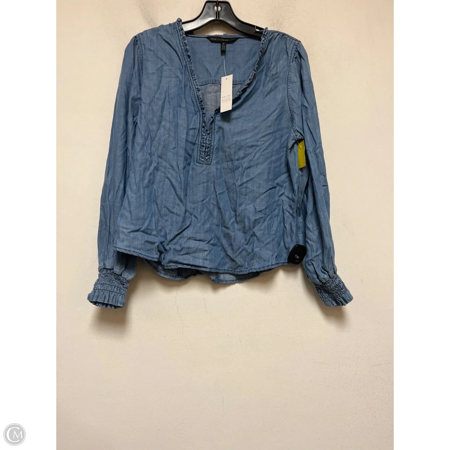 Top Long Sleeve By White House Black Market In Blue Denim, Size: Sp