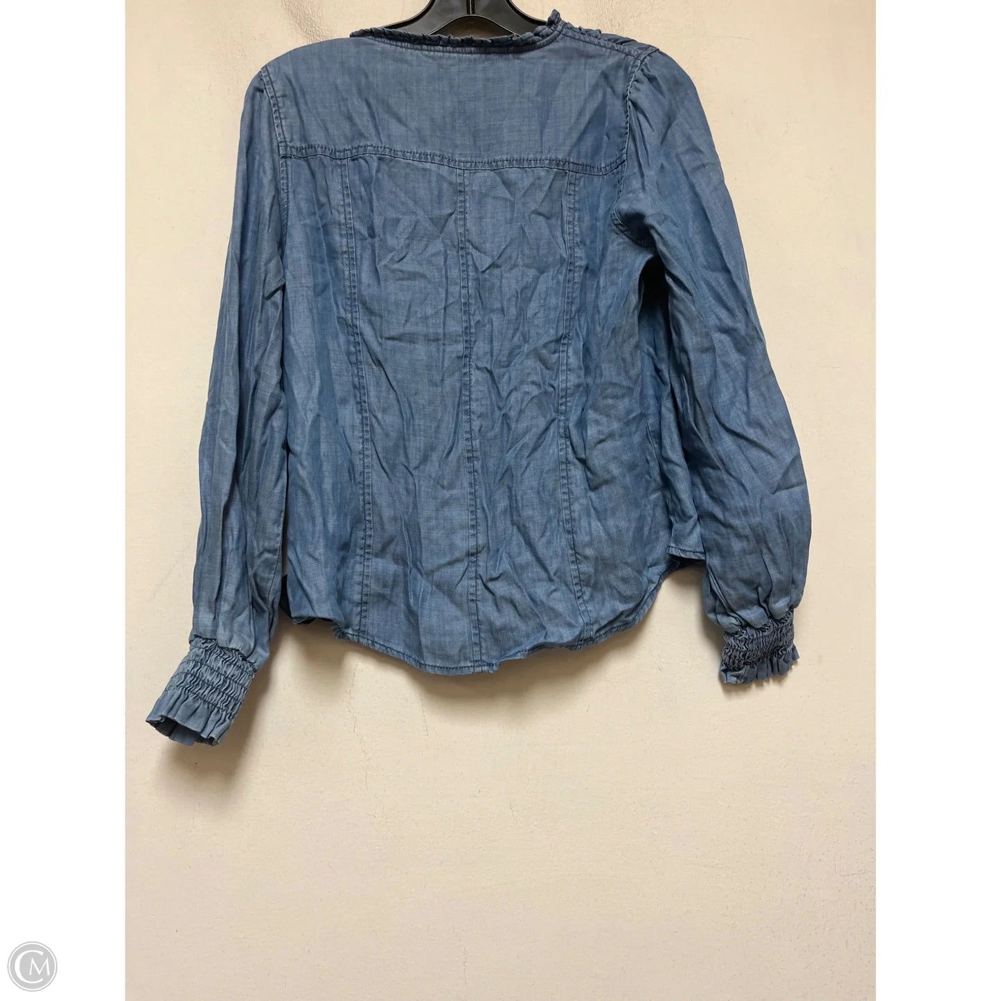 Top Long Sleeve By White House Black Market In Blue Denim, Size: Sp