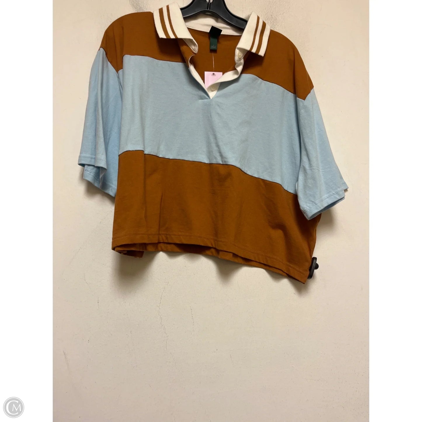 Top Short Sleeve By Wild Fable In Blue & Brown, Size: L