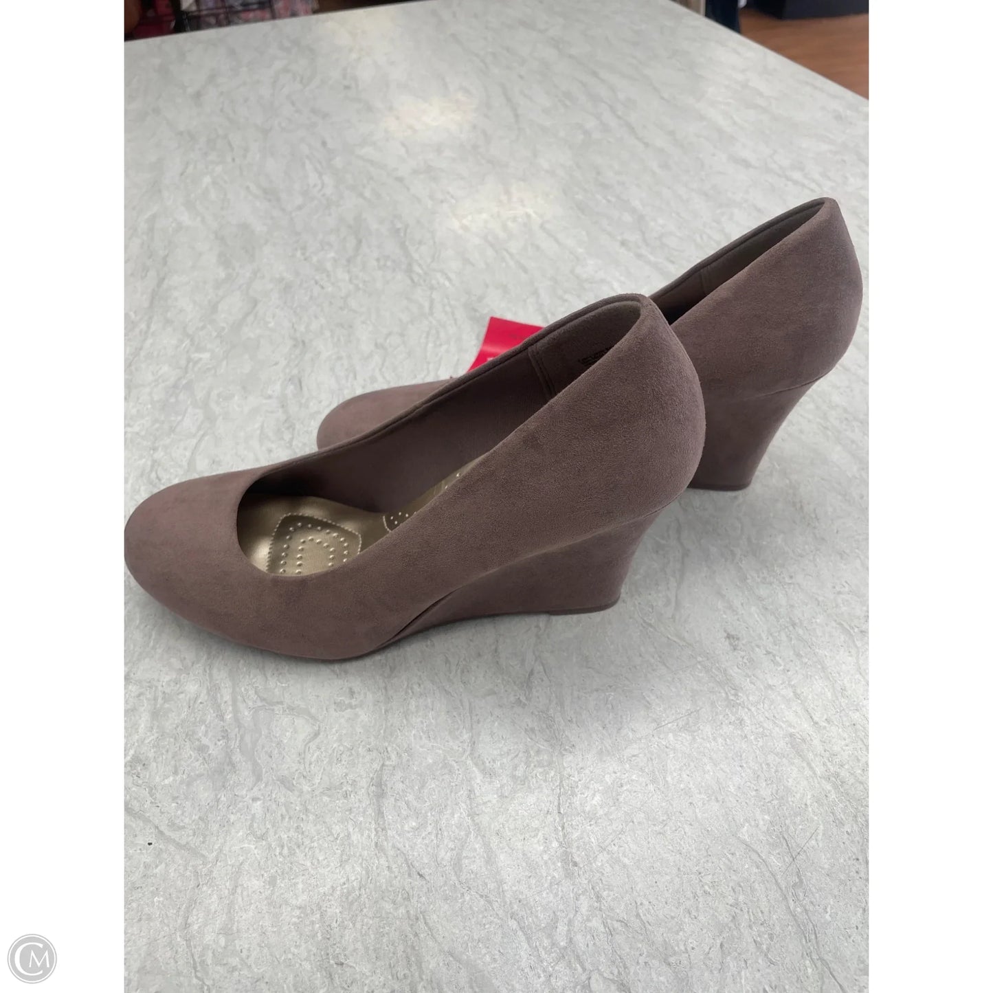 Shoes Heels Wedge By Dexflex In Taupe, Size: 9