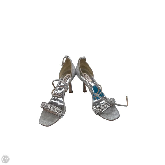 Sandals Heels Stiletto By Badgley Mischka In Silver, Size: 9.5