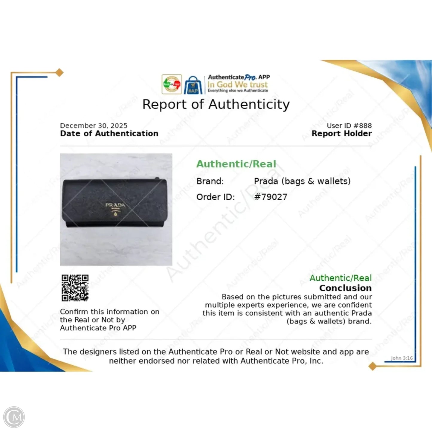 Wallet Luxury Designer By Prada, Size: Medium