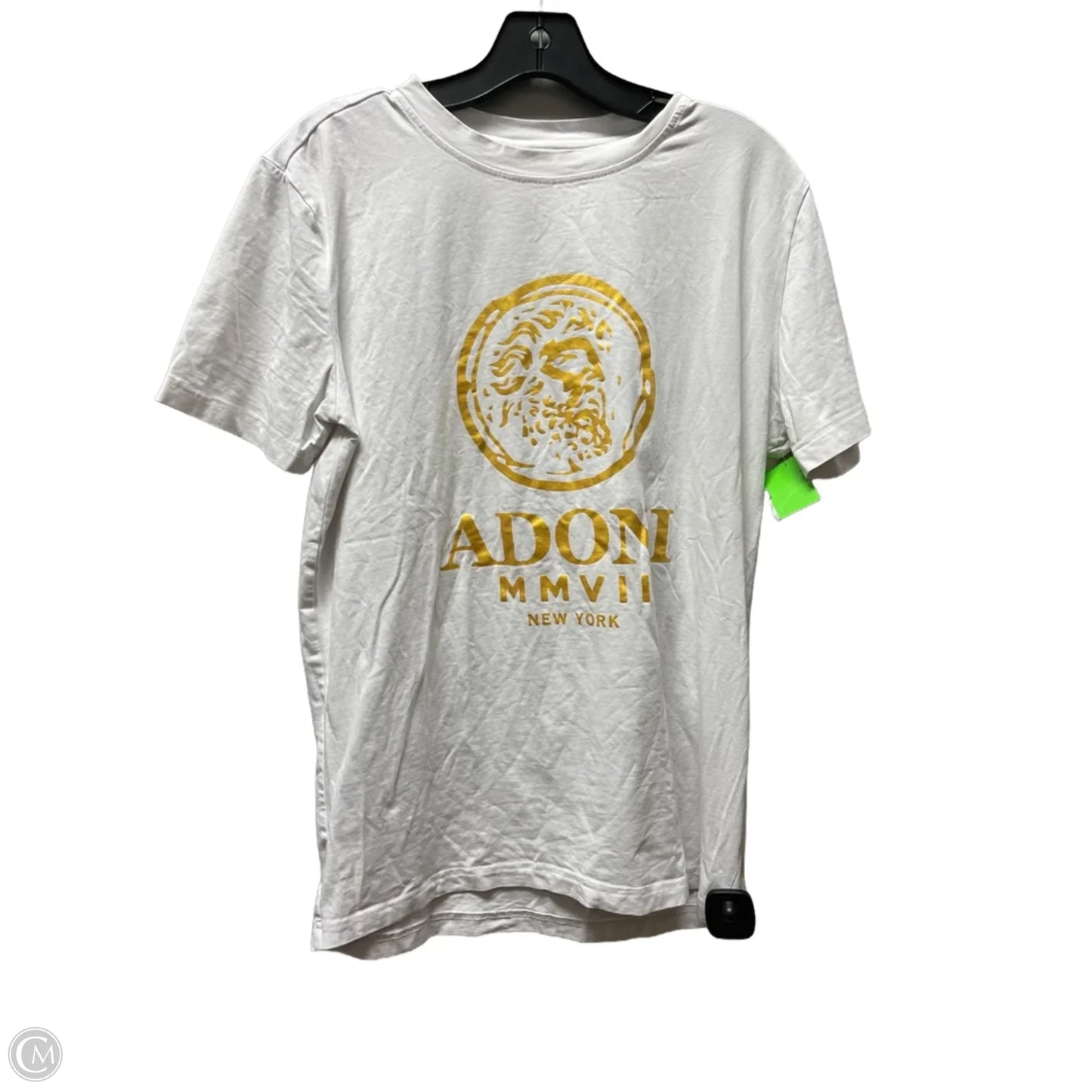 Top Short Sleeve Basic By Clothes Mentor In Gold & White, Size: M