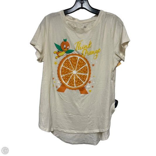 Top Short Sleeve Basic By Disney Store In Cream & Orange, Size: L
