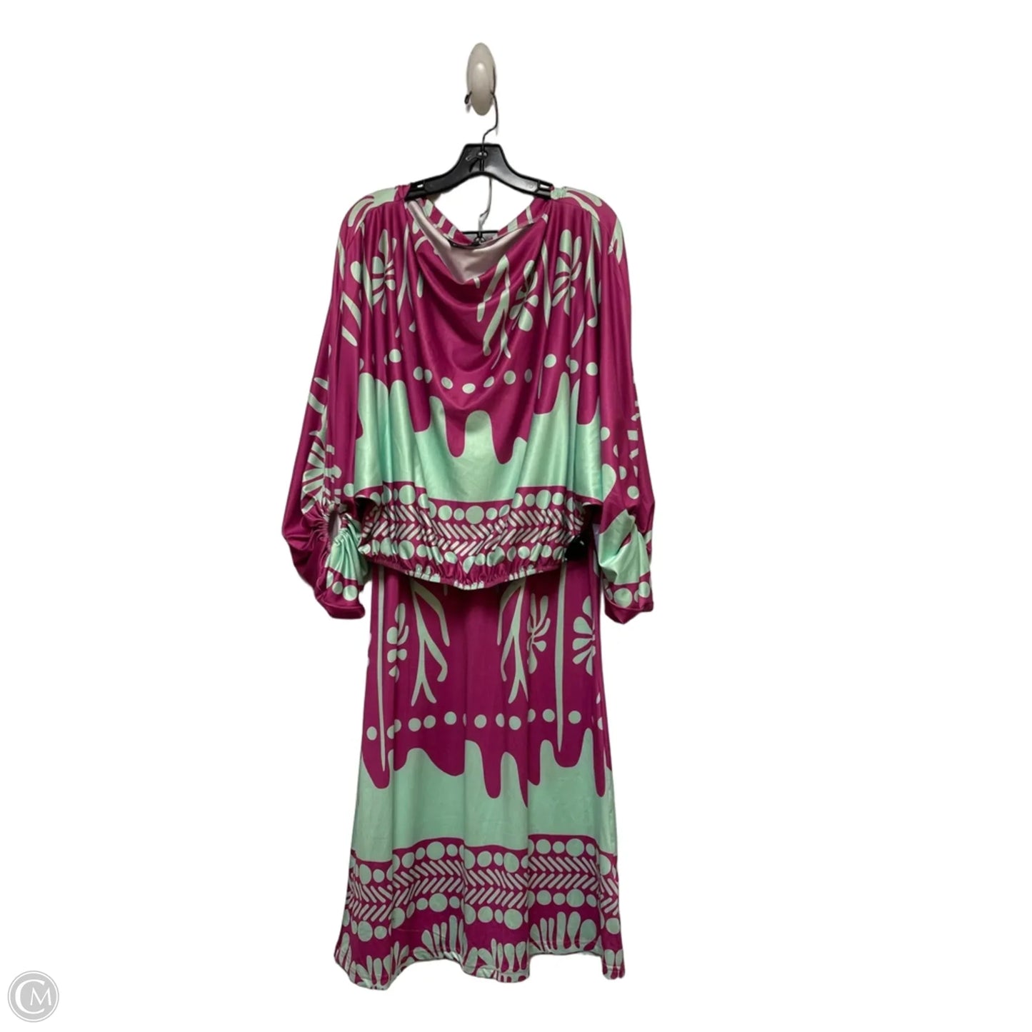 Skirt Suit 2pc By Chicme In Green & Purple, Size: 6