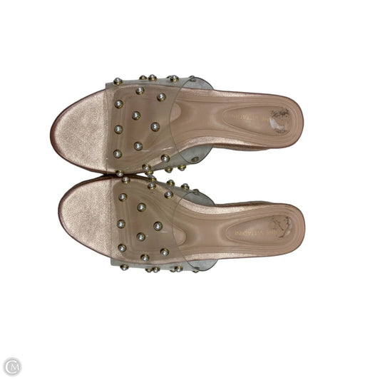 Sandals Heels Platform By Adrienne Vittadini In Brown & Gold, Size: 8