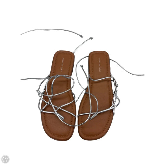 Sandals Flats By American Eagle Shoes In Brown & Silver, Size: 8