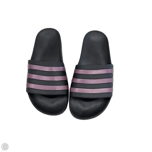 Sandals Flats By Adidas In Black & Purple, Size: 6