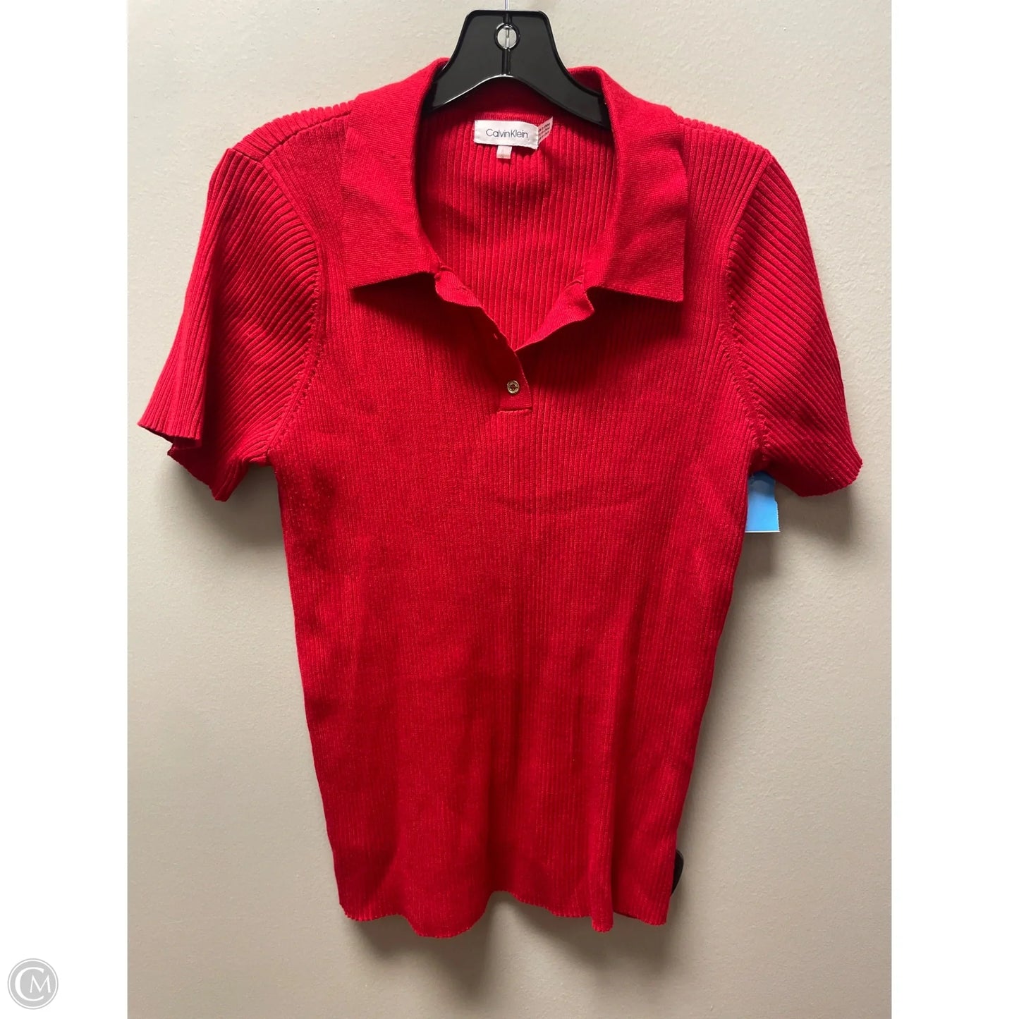 Top Short Sleeve By Calvin Klein In Red, Size: L