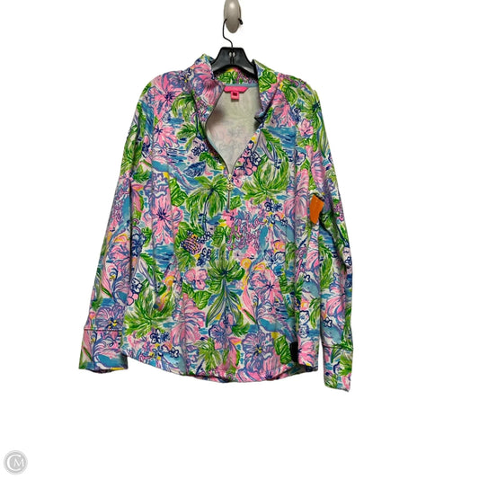 Top Long Sleeve Designer By Lilly Pulitzer In Green & Pink, Size: Xl