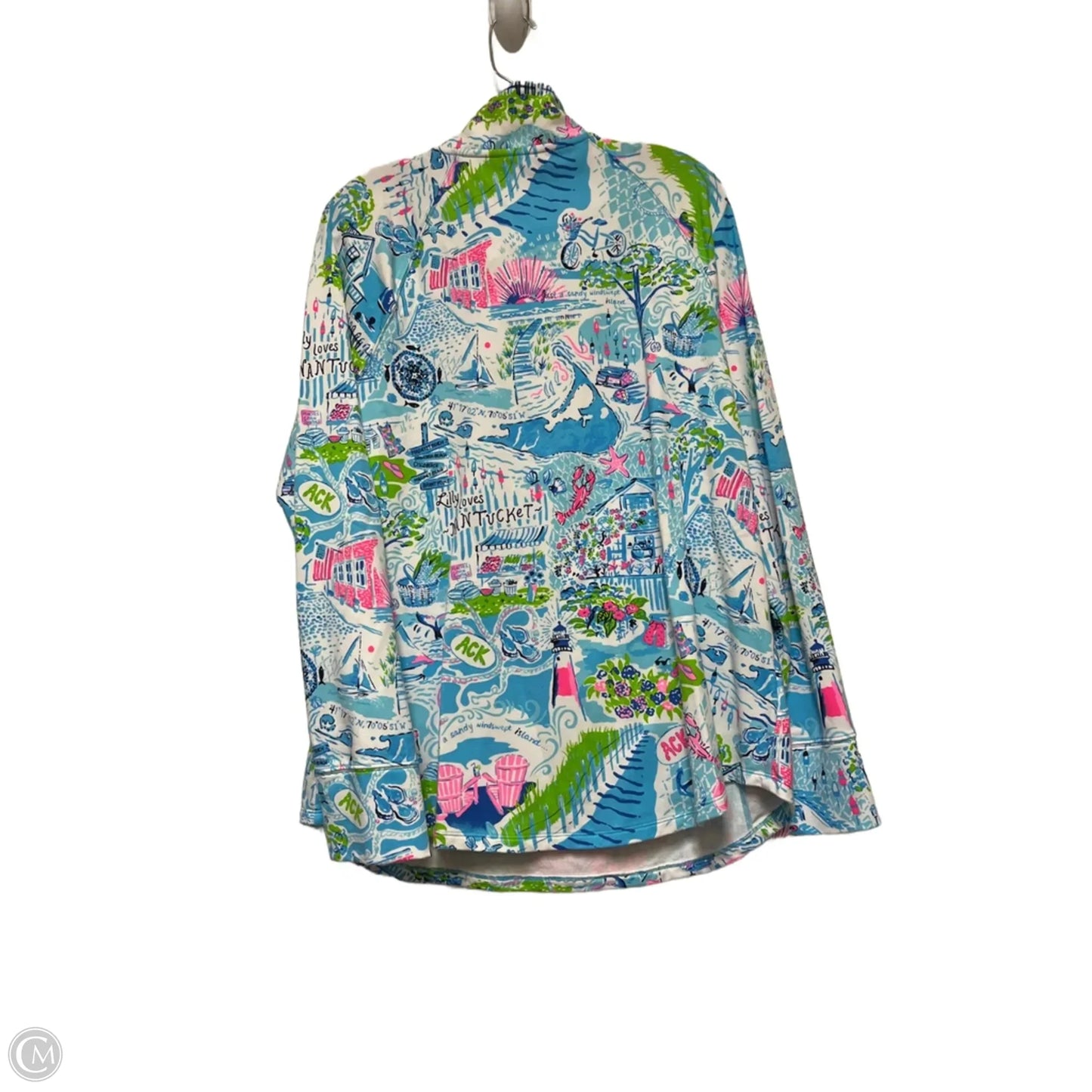 Top Long Sleeve Designer By Lilly Pulitzer In Blue & White, Size: Xl