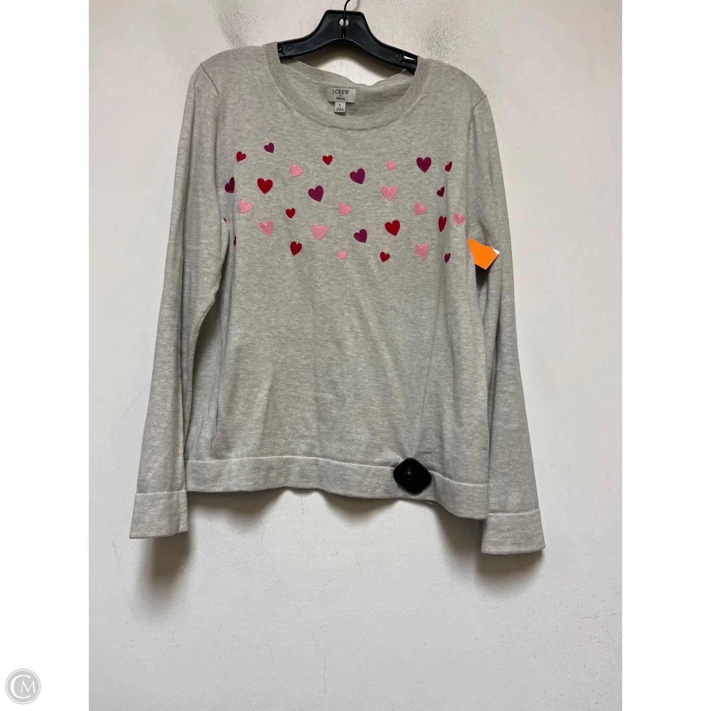 Top Long Sleeve By J. Crew In Grey & Pink, Size: L