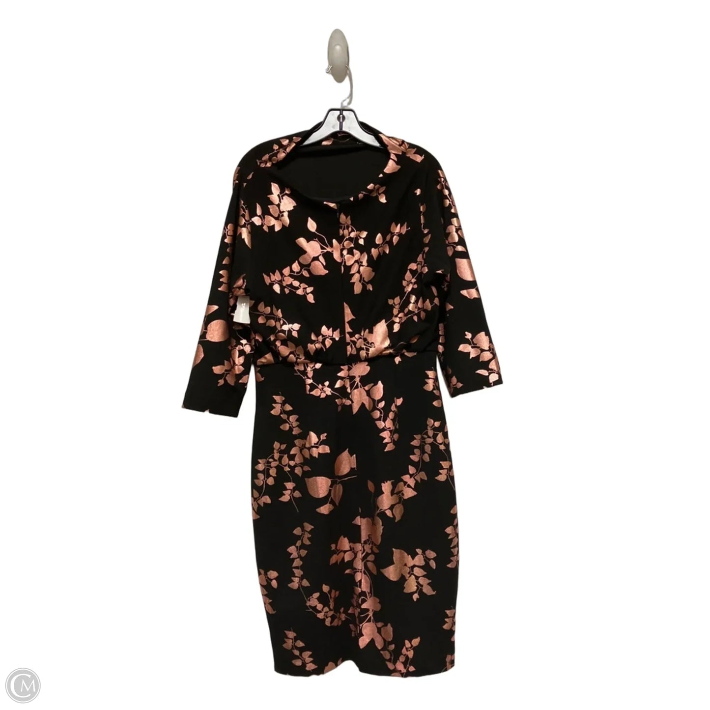 Dress Casual Midi By Badgley Mischka In Black & Pink, Size: L