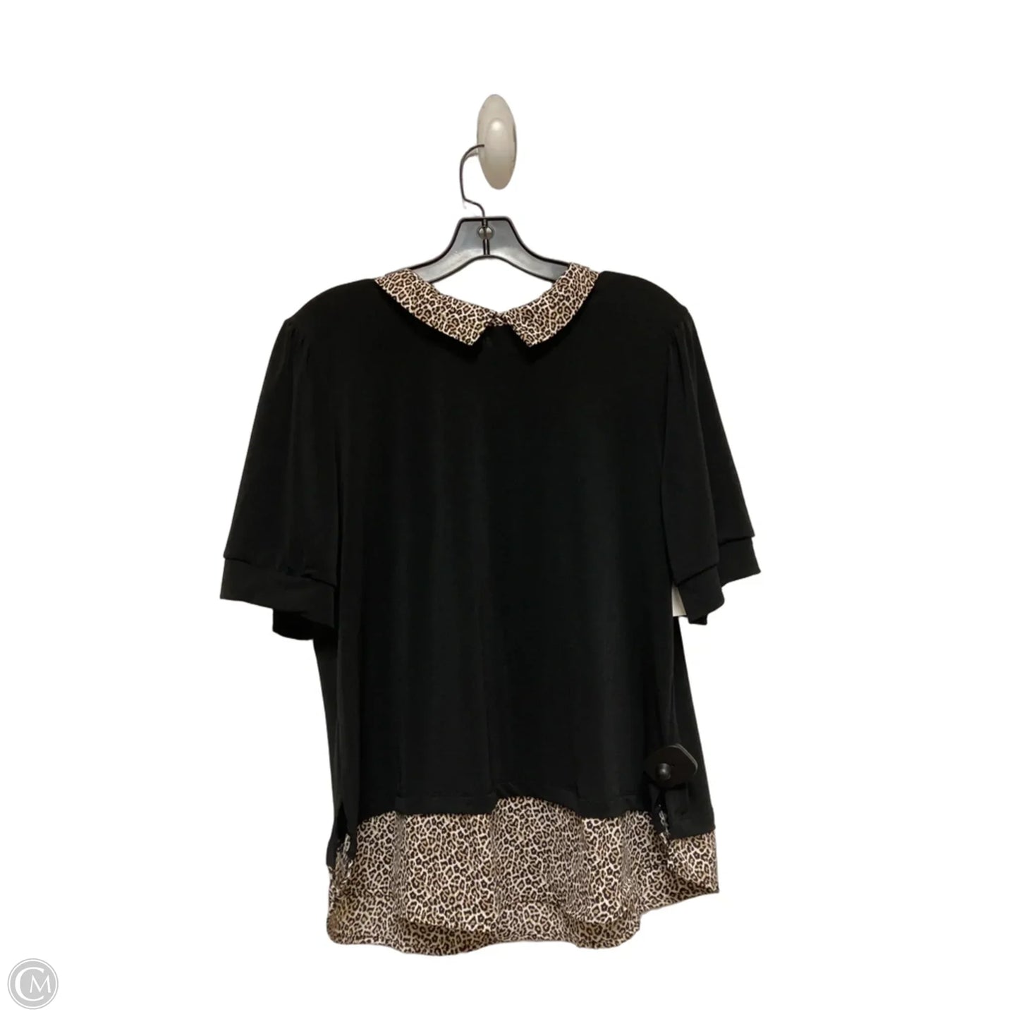 Top Short Sleeve By Adrianna Papell In Black & Brown, Size: Xl