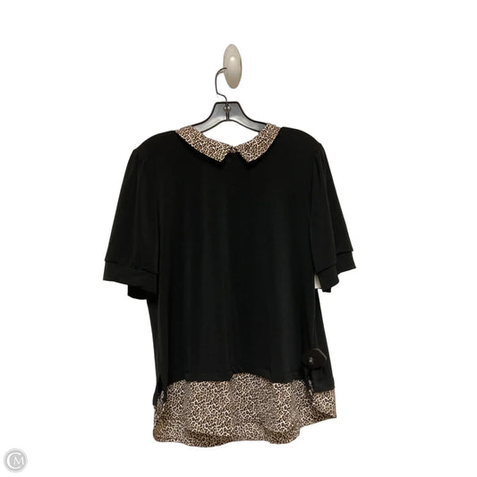 Top Short Sleeve By Adrianna Papell In Black & Brown, Size: Xl