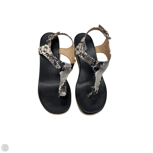 Sandals Heels Block By Michael By Michael Kors In Snakeskin Print, Size: 8