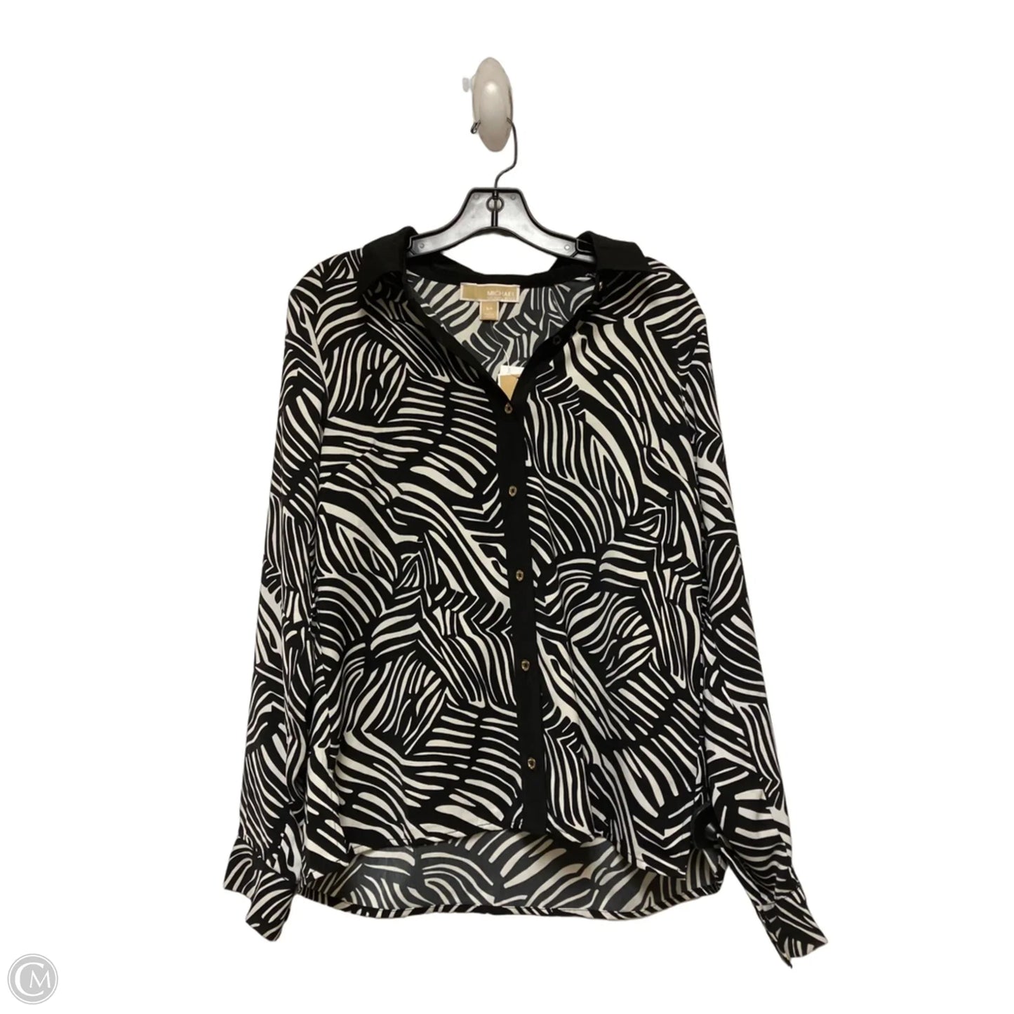 Top Long Sleeve By Michael By Michael Kors In Black & White, Size: S