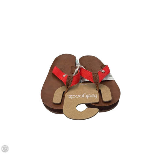Sandals Flip Flops By Clothes Mentor In Brown & Red, Size: 6