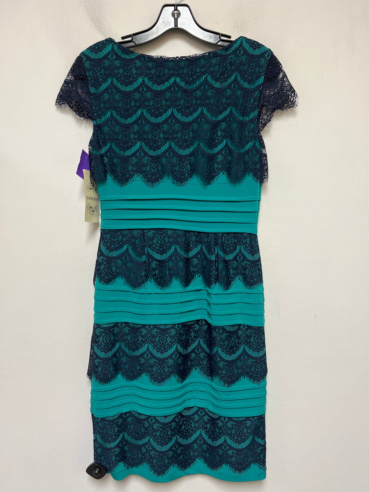 Blue & Green Dress Casual Midi Sangria, Size S