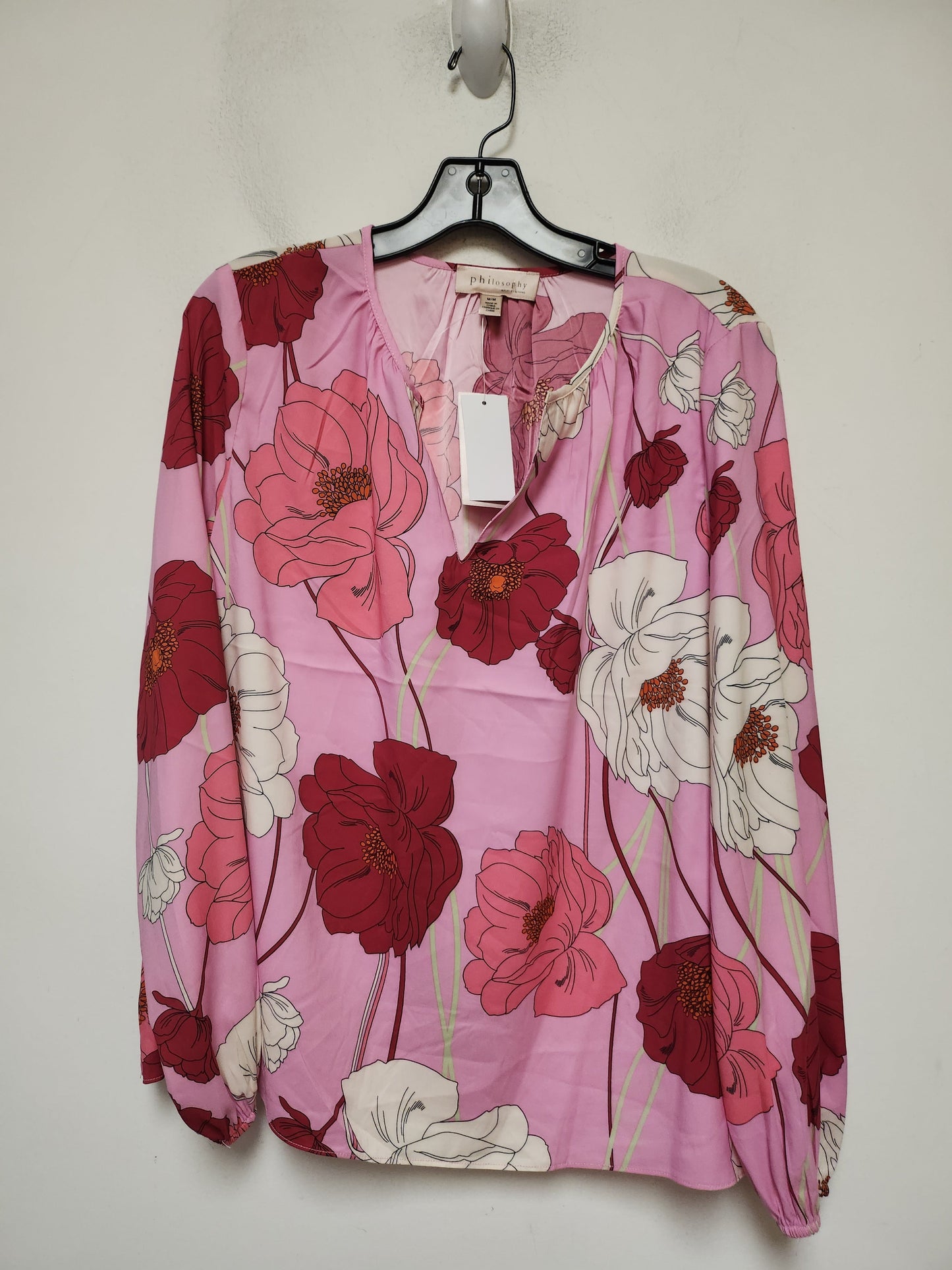 Top Long Sleeve By Philosophy In Floral Print, Size: M